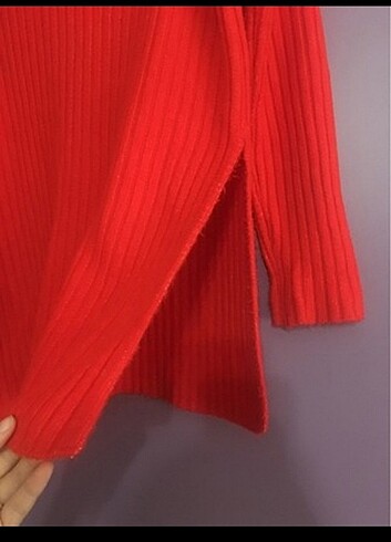 Kalın Yünlü Kırmızı Kazak - Görsel 5