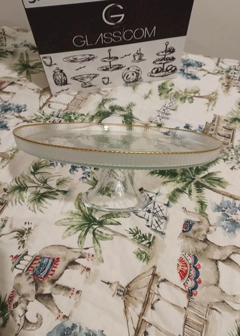 Altın Kenarlı Modern Tarzda Ayaklı Cam Pasta Sunum Servis Standı - Görsel 2