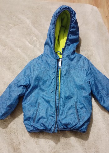 Kapüşonlu Mavi Erkek Çocuk Kaban Mont - Görsel 2