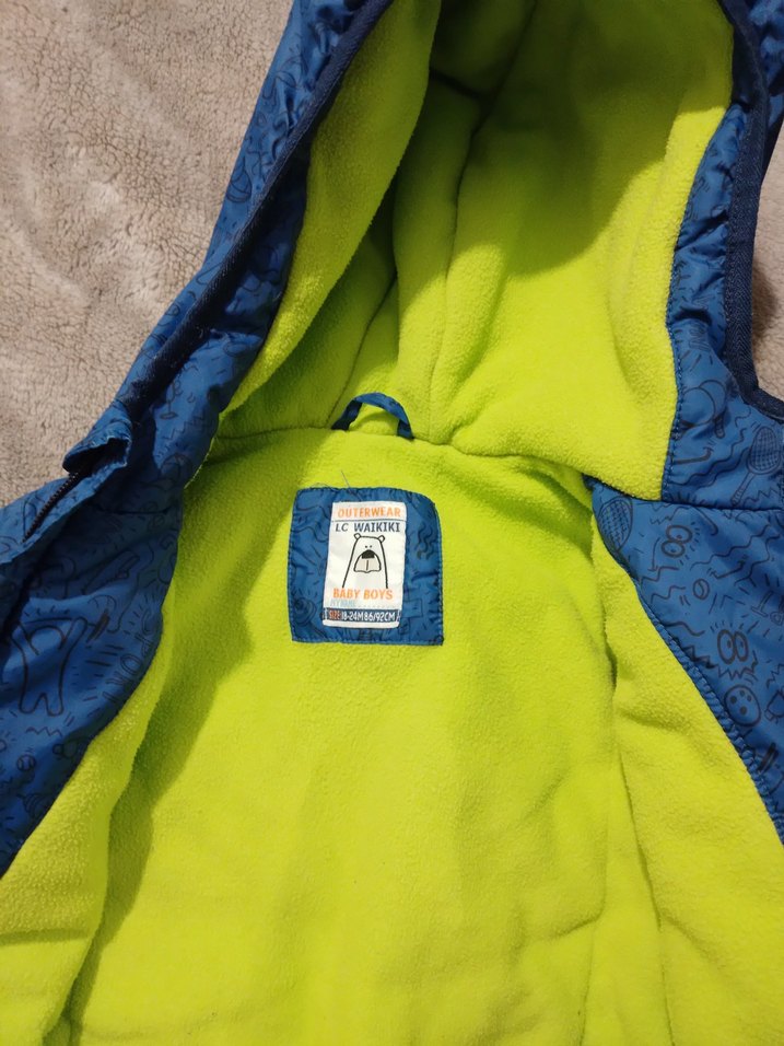 Kapüşonlu Mavi Erkek Çocuk Kaban Mont - Görsel 3