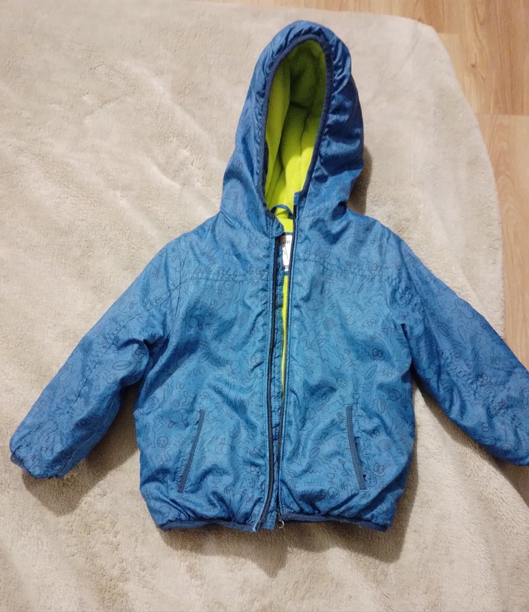 Kapüşonlu Mavi Erkek Çocuk Kaban Mont - Görsel 2