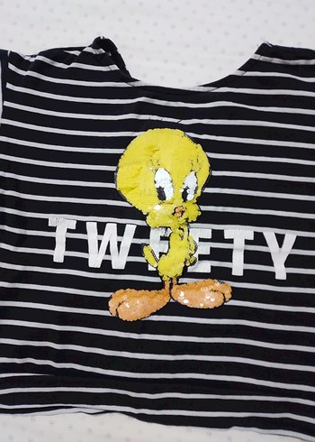 zara crop tweety tshirt 128 8yaş - Görsel 3