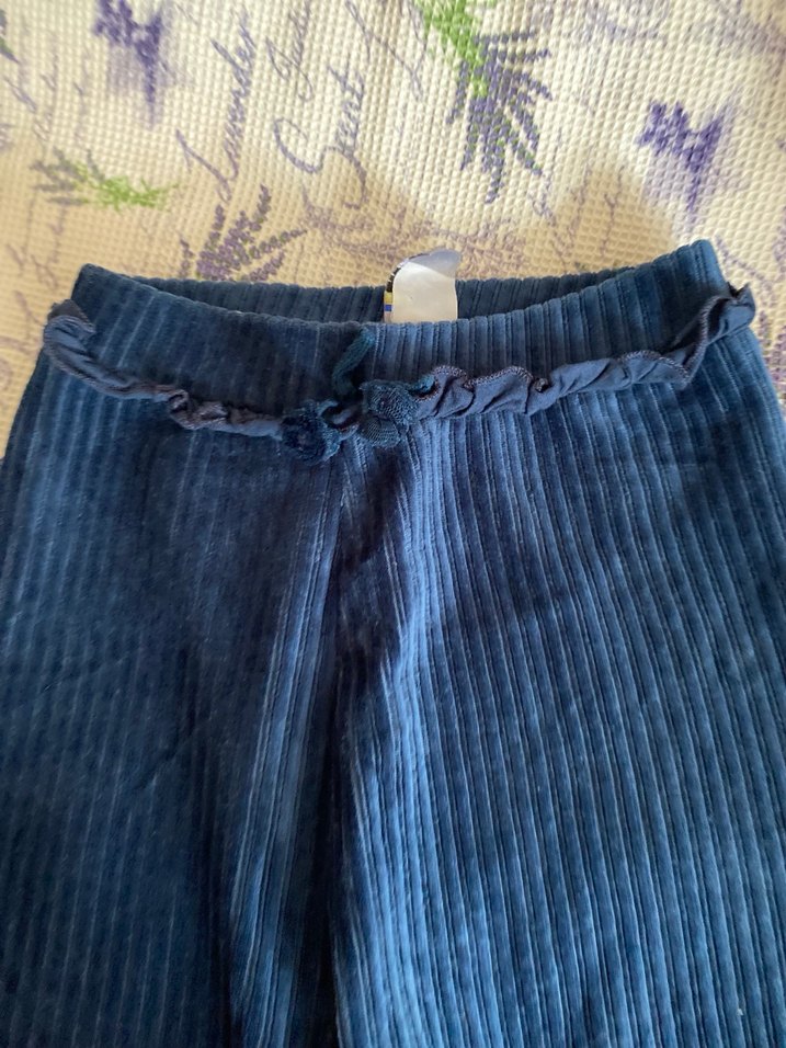 Kız Çocuk Lacivert Pileli Denim Tayt - Görsel 2