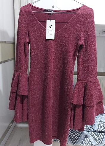 Bordo Midi Elbise 