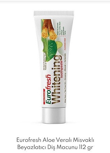 Eurofresh Aloe Veralı Misvaklı Beyazlatıcı Diş Macunu 112 gr