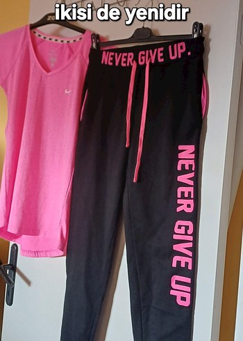 #Fuşya #Tişört #Siyah #Eşofman #Takımı - Görsel 5
