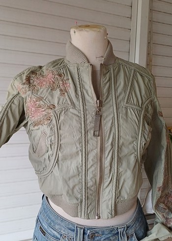 #Nakışlı #crop #Denim #Ceket - Görsel 5