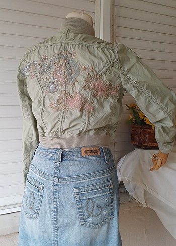 #Nakışlı #crop #Denim #Ceket - Görsel 4