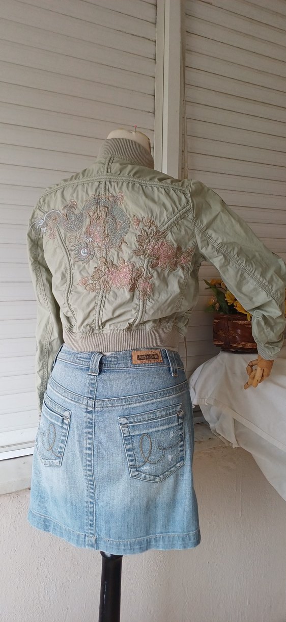 #Nakışlı #crop #Denim #Ceket - Görsel 4