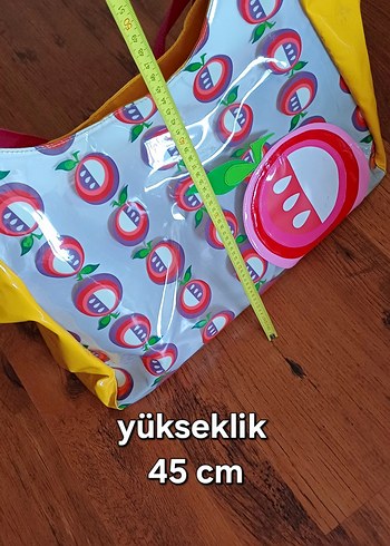 Beden sarı Renk Büyük Boy Sarı Renkli Desenli Plaj Çantası
