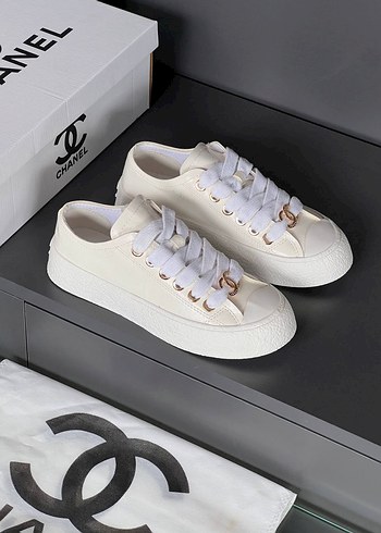Beyaz Chanel Stiletto Topuklu Kadın Spor Ayakkabı