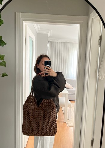 Örgü Bohem Kahverengi Kadın Çanta - Görsel 4