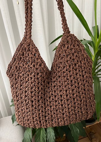 Örgü Bohem Kahverengi Kadın Çanta - Görsel 2