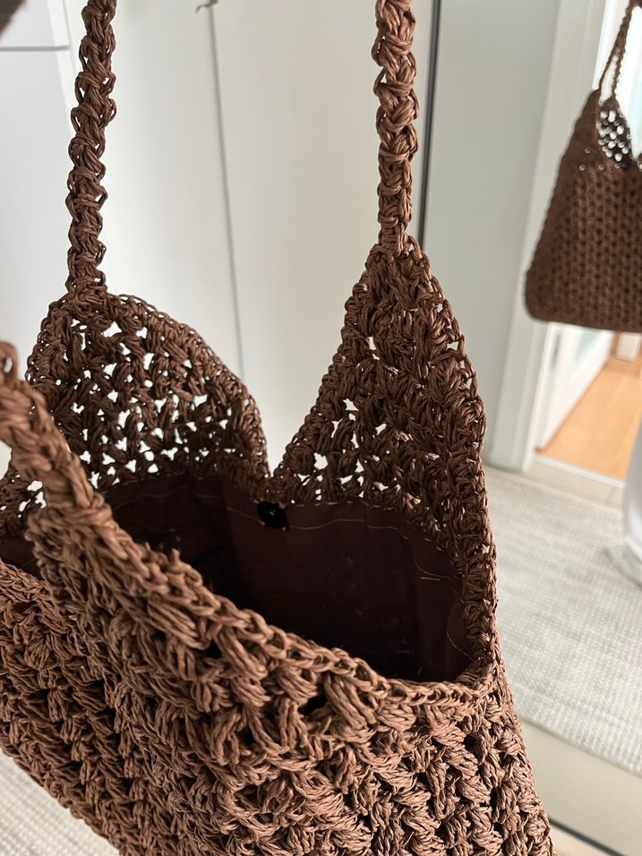 Örgü Bohem Kahverengi Kadın Çanta - Görsel 3