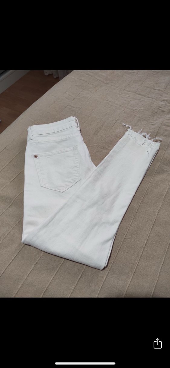 Beyaz Midi Kadın Kot Pantolon - Görsel 4