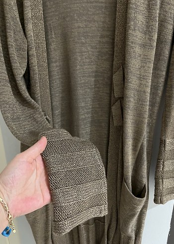 Kadın Uzun Kahverengi Triko Hırka - Görsel 3