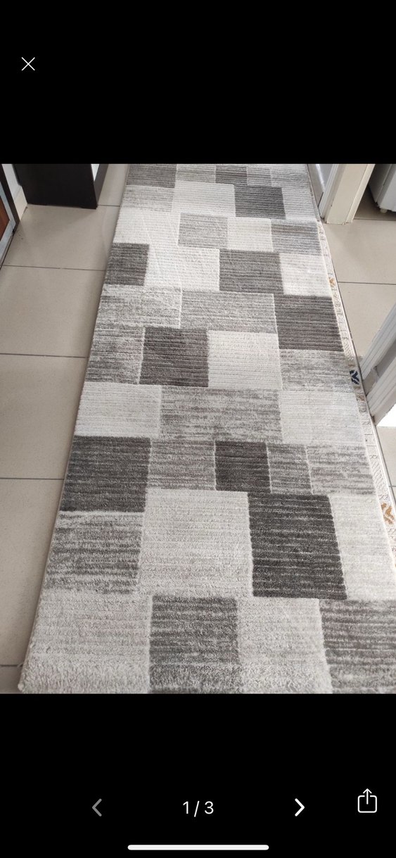 Gri Kareli Modern Halı - Görsel 2