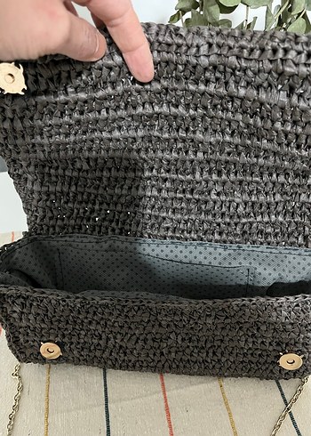 Zincir Detaylı Örgü Kahverengi Kadın Çanta - Görsel 5