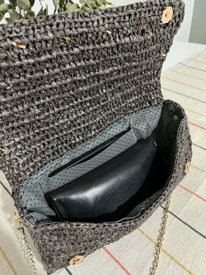 Zincir Detaylı Örgü Kahverengi Kadın Çanta - Görsel 4