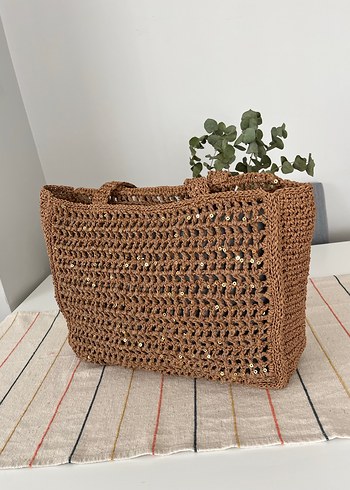 Örgü Bohem Tarz Kahverengi Kadın Çanta - Görsel 2