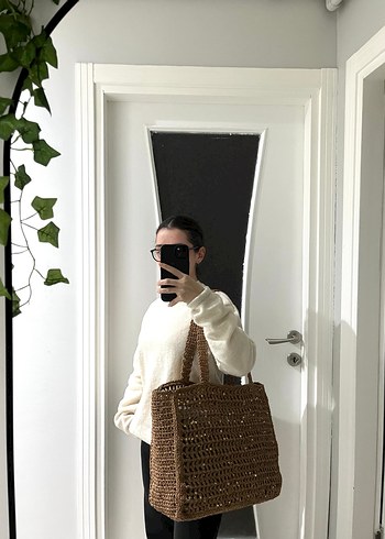 Örgü Bohem Tarz Kahverengi Kadın Çanta - Görsel 4