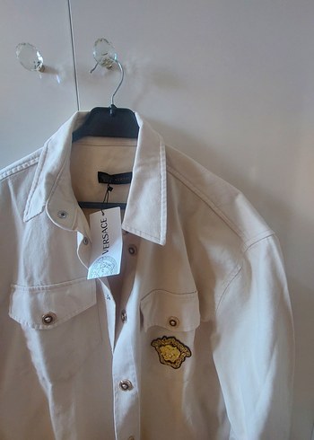 Versace Düğmeli Beyaz Keten Kadın Gömlek