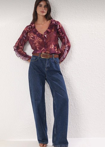 Trendyolmilla Mürdüm Şifon Transparan Çiçekli Fırfır
Dok.Gömlek - Görsel 4