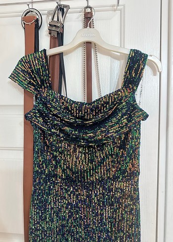 Parlak Renkli, Transparan uzun Abiye Elbise - Görsel 8