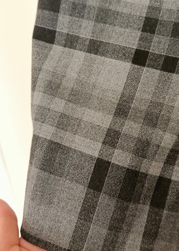 Ekose Desenli Gri Midi etek - Görsel 6