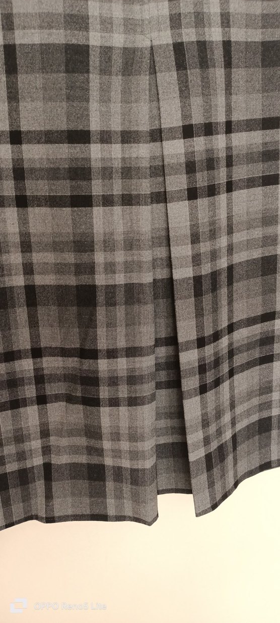 Ekose Desenli Gri Midi etek - Görsel 4