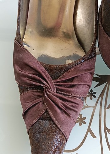 39 Beden kahverengi Renk Kahverengi Yılan Desenli Süet Stiletto