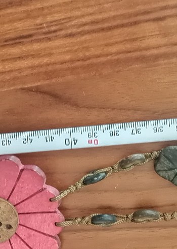 Pembe Çiçekli Bohem Uzun Boncuklu Kolye - Görsel 4