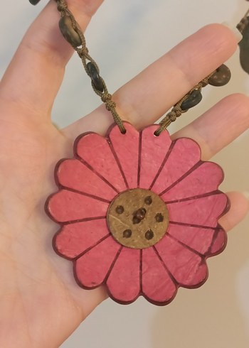 Pembe Çiçekli Bohem Uzun Boncuklu Kolye - Görsel 10