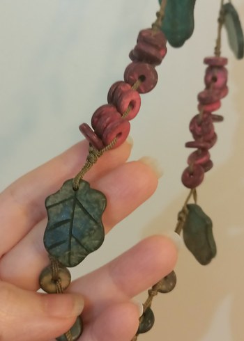 Pembe Çiçekli Bohem Uzun Boncuklu Kolye - Görsel 9