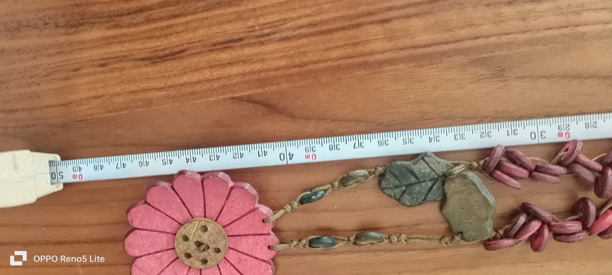 Pembe Çiçekli Bohem Uzun Boncuklu Kolye - Görsel 4