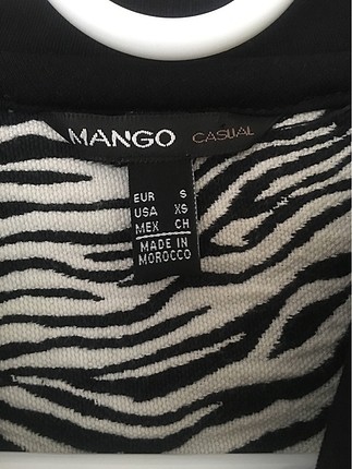 s Beden Mango marka zebra desen bomber ceket.
