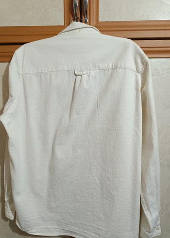 Zara Düğmeli Beyaz kışlık keten Gömlek