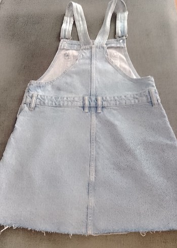 Kadın Mavi Denim Askılı Kısa Salopet - Görsel 3