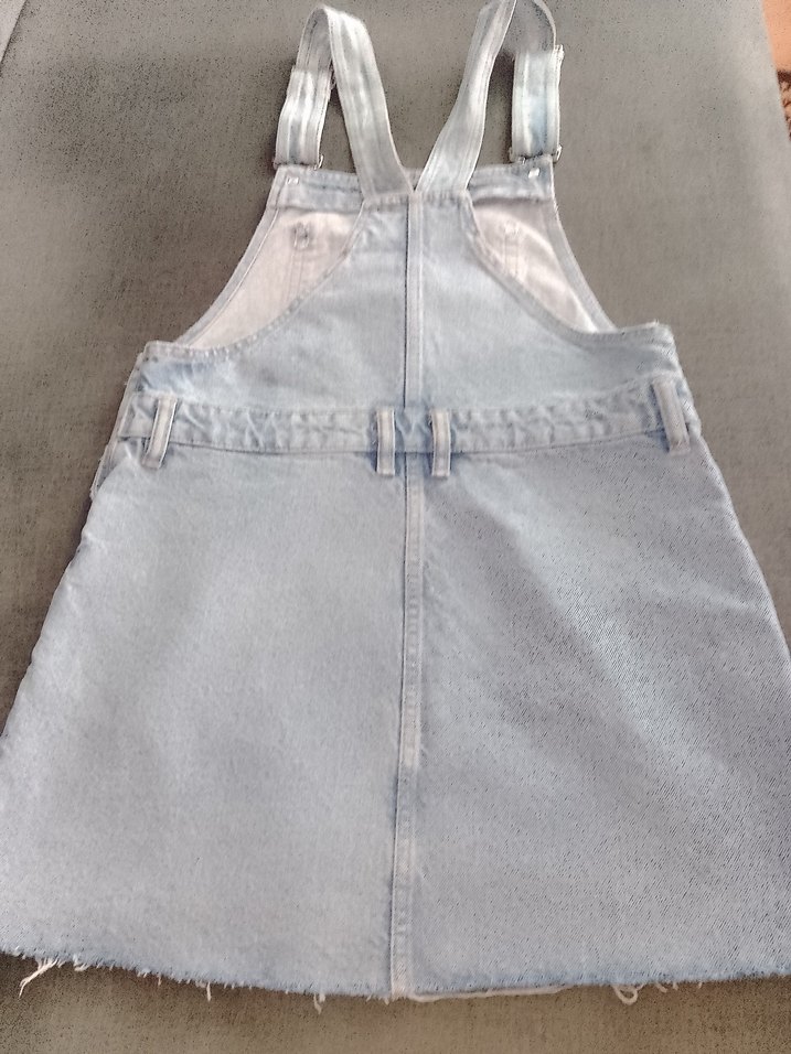 Kadın Mavi Denim Askılı Kısa Salopet - Görsel 3