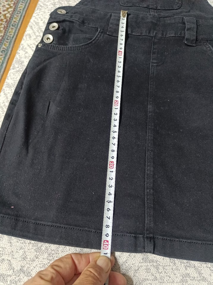 Düğmeli Siyah Kadın Mini Salopet Elbise - Görsel 5