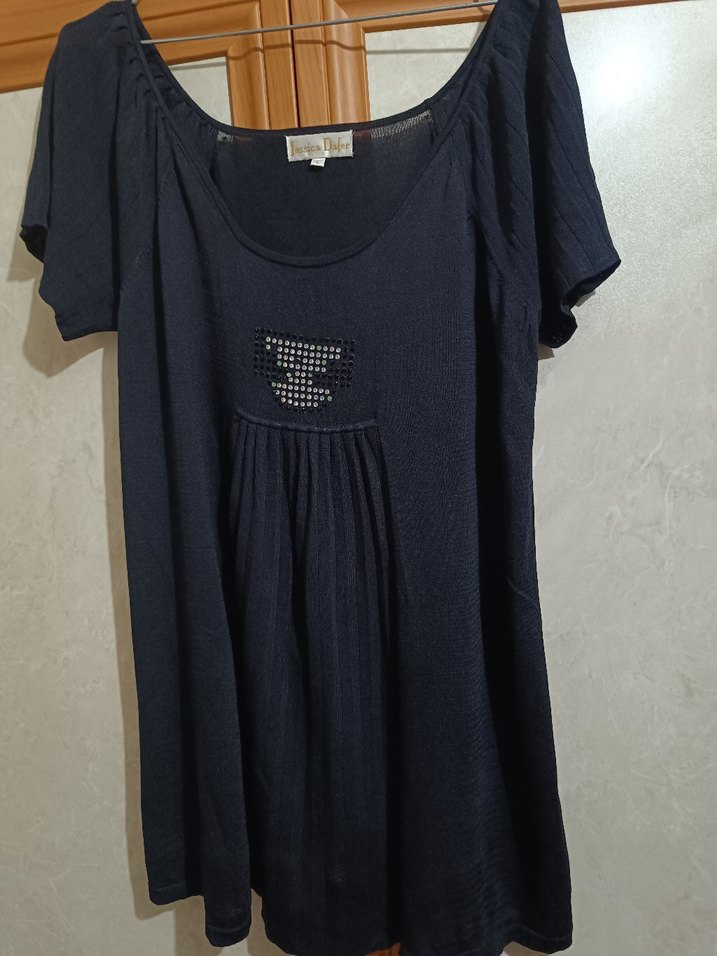 Siyah Drapeli Hamile Tunik, Kısa Kollu - Görsel 5