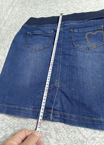 Gri Kemerli Hamile Midi Kot Etek - Görsel 2