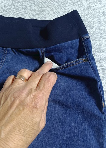 Gri Kemerli Hamile Midi Kot Etek - Görsel 4