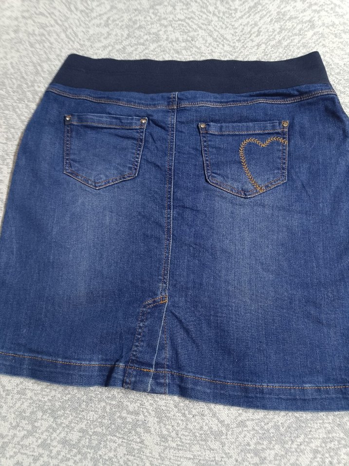 Gri Kemerli Hamile Midi Kot Etek - Görsel 3