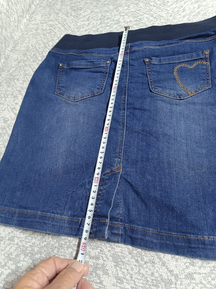 Gri Kemerli Hamile Midi Kot Etek - Görsel 2