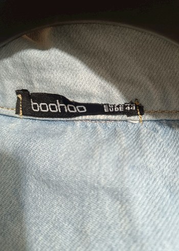 Kemerli Mavi Denim mini tulum ovarsize kesim - Görsel 5