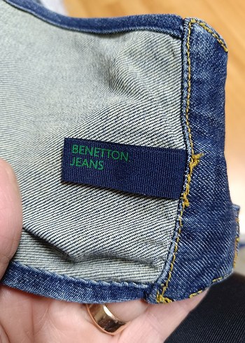 Kadın Mavi Denim Kemerli Mini Salopet - Görsel 6