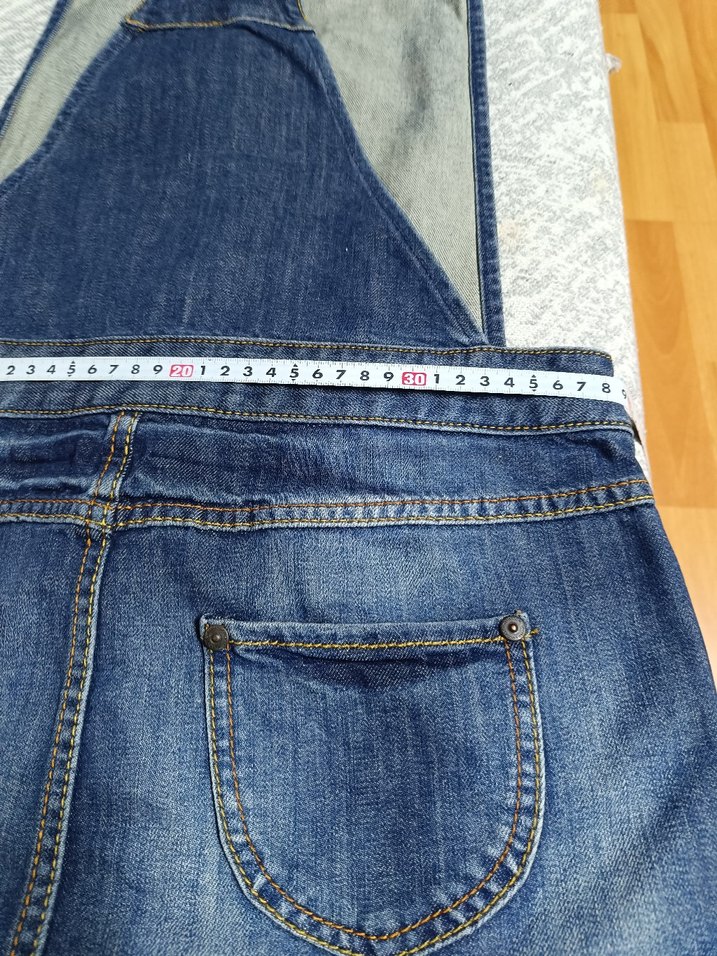 Kadın Mavi Denim Kemerli Mini Salopet - Görsel 5