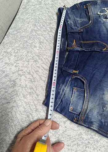 Kadın Mavi Dantel Detaylı Mini Denim Şort - Görsel 3