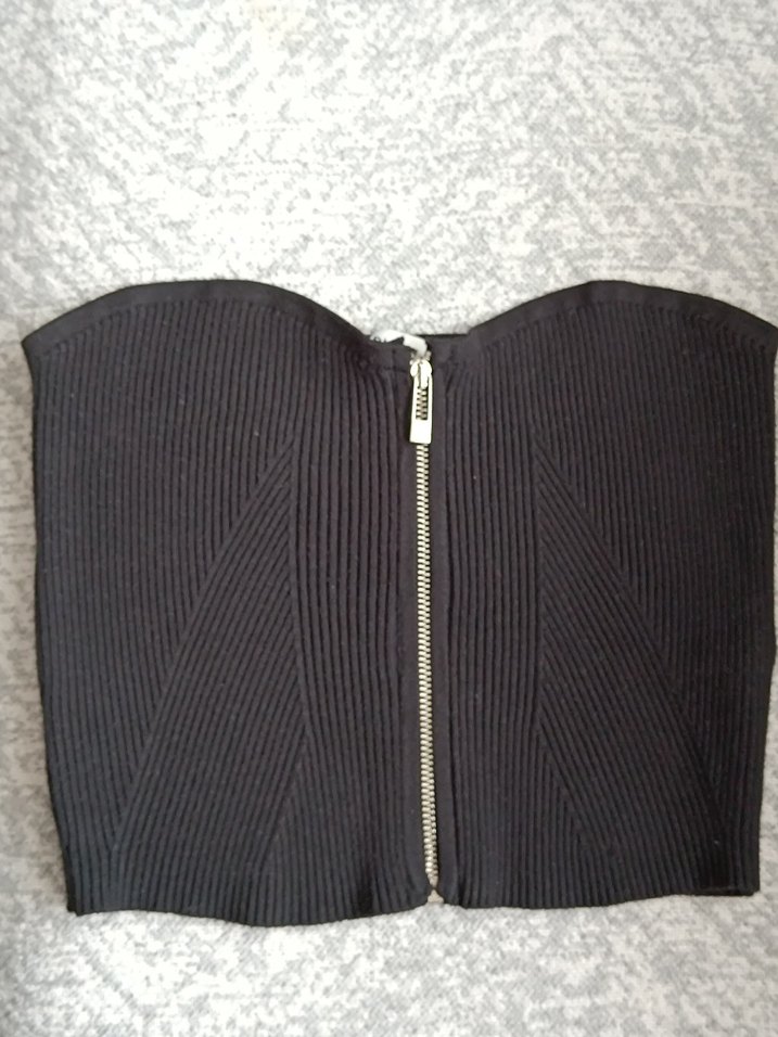 Gri Straplez Fermuarlı Büstiyer - Görsel 3